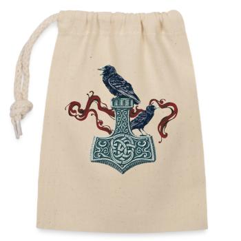 Légende viking viking marin Odin Raven Fighter - Sac cadeau en coton avec cordon (14 x 20 cm) - nature - Devant