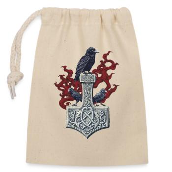Légende viking viking marin Odin Raven Fighter - Sac cadeau en coton avec cordon (14 x 20 cm) - nature - Devant