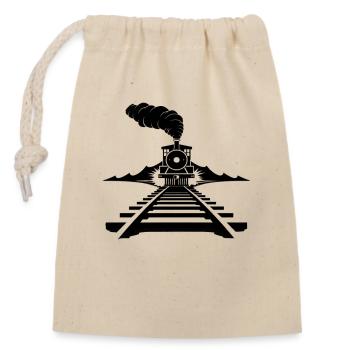 Railway Sketch - Closable cotton gift bag (14x20cm) - nature - Front