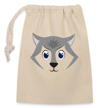 Cute Wolf Face Kawaii Grey Timber Wolf Costume - Closable cotton gift bag (14x20cm) - nature - Front