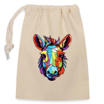 Donkey Animal Head - Closable cotton gift bag (14x20cm) - nature - Front