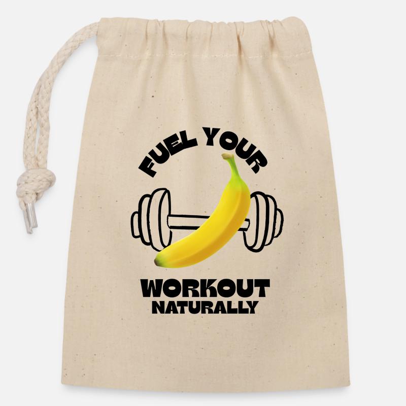 Fuel Your Workout Naturally - Verschließbarer Geschenkbeutel aus Baumwolle (14x20cm) - Natur