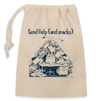 Hamster - Send Help and Snacks - Closable cotton gift bag (14x20cm) - nature - Front