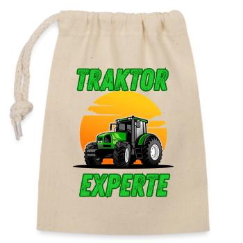 Traktor Experte - Verschließbarer Geschenkbeutel aus Baumwolle (14x20cm) - Natur - Vorne