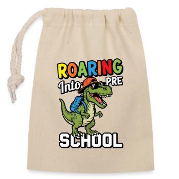 Brüllen in den Vorschul-Dinosaurier zurück zur Schule - Verschließbarer Geschenkbeutel aus Baumwolle (14x20cm) - Natur - Vorne
