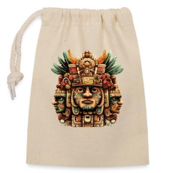 Masque totem aztèque - Sac cadeau en coton avec cordon (14 x 20 cm) - nature - Devant