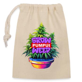 Grow Pumpui Weed - Verschließbarer Geschenkbeutel aus Baumwolle (14x20cm) - Natur - Vorne