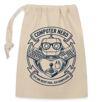 Logo du robot nerd informatique - Sac cadeau en coton avec cordon (14 x 20 cm) - nature - Devant