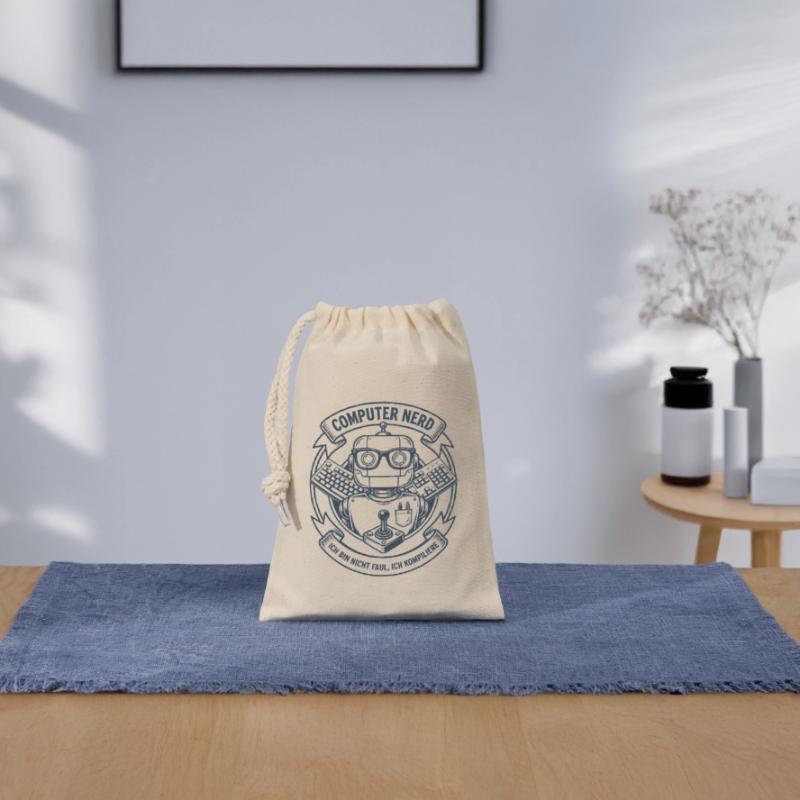 Computer Nerd Robot Logo Closable cotton gift bag (14x20cm)