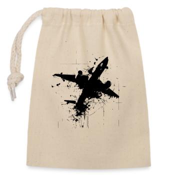 Airplane Drawing - Closable cotton gift bag (14x20cm) - nature - Front
