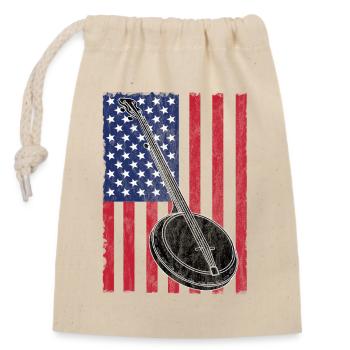 Banjo USA Flag - Closable cotton gift bag (14x20cm) - nature - Front