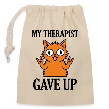 Mein Therapeut hat das lustige Katzen-Meme aufgegeben - Verschließbarer Geschenkbeutel aus Baumwolle (14x20cm) - Natur - Vorne
