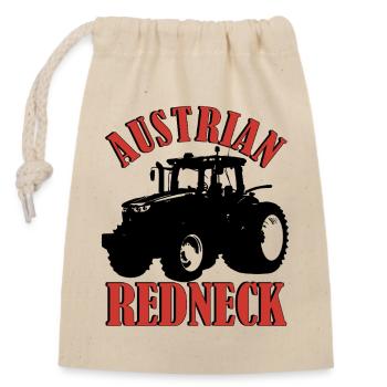 Austrian Redneck – Alpenstil mit Traktor und Bier  - Verschließbarer Geschenkbeutel aus Baumwolle (14x20cm) - Natur - Vorne