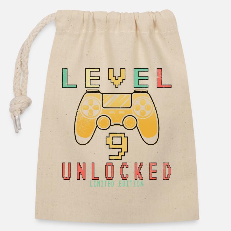 Level 9 Unlocked - Closable cotton gift bag (14x20cm) - nature
