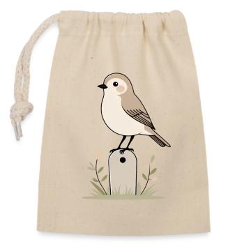 Vogelgarten Illustration mit Blüten - Verschließbarer Geschenkbeutel aus Baumwolle (14x20cm) - Natur - Vorne