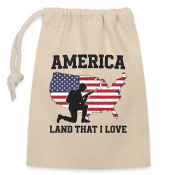 America Land que j’aime soldat patriote - Sac cadeau en coton avec cordon (14 x 20 cm) - nature - Devant