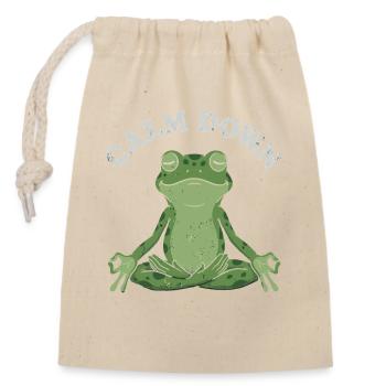 Little Toad Meditation Pose - Closable cotton gift bag (14x20cm) - nature - Front