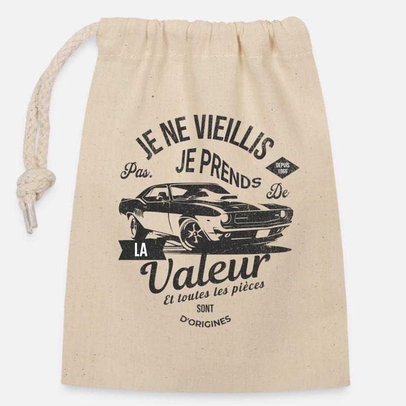 Jubiläums-Oldtimer 1966 - Verschließbarer Geschenkbeutel aus Baumwolle (14x20cm) - Natur