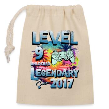 Level 9 years Unlocked since 2017 Birthday - Closable cotton gift bag (14x20cm) - nature - Front