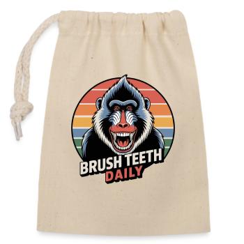 Daily Brushing Teeth Mandrill Monkey - Closable cotton gift bag (14x20cm) - nature - Front