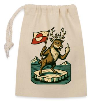 Greenland Shirt Reindeer Caribou - Verschließbarer Geschenkbeutel aus Baumwolle (14x20cm) - Natur - Vorne