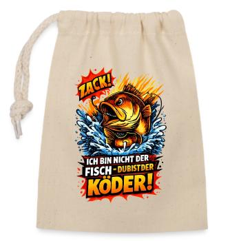 Zack ! Je ne suis pas l’appât pour poissons ! - Sac cadeau en coton avec cordon (14 x 20 cm) - nature - Devant