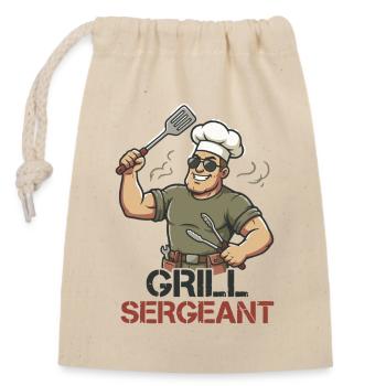 Grill Sergeant Funny BBQ Grill Chef - Closable cotton gift bag (14x20cm) - nature - Front