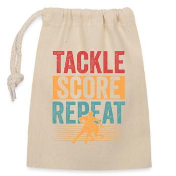 Score de plaquages, joueur répété Saison de football fan - Sac cadeau en coton avec cordon (14 x 20 cm) - nature - Devant