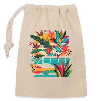 Railroad Comic - Closable cotton gift bag (14x20cm) - nature - Front