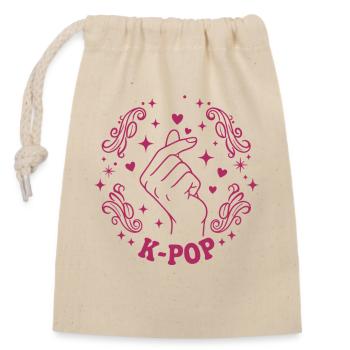 K-Pop Cœur de doigt Musique coréenne Amour mignon K-Pop - Sac cadeau en coton avec cordon (14 x 20 cm) - nature - Devant