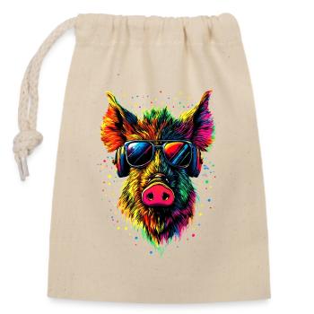 Wild boar Wild boar Wild boar Pig Hunter - Closable cotton gift bag (14x20cm) - nature - Front