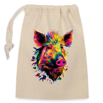 Wild boar Wild boar Wild boar Pig Hunter - Closable cotton gift bag (14x20cm) - nature - Front