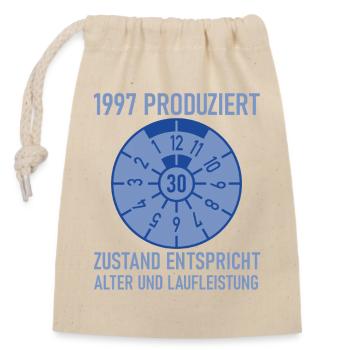 1997 Geboren 30. Geburtstag Auto Tuning - Verschließbarer Geschenkbeutel aus Baumwolle (14x20cm) - Natur - Vorne