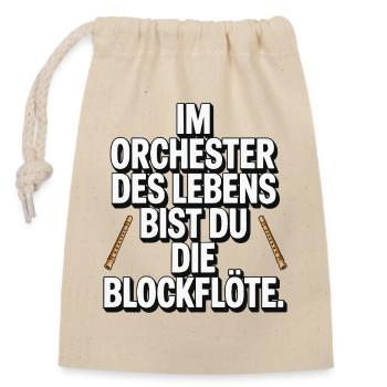 Orchestra of Life Recorder Design - Closable cotton gift bag (14x20cm) - nature - Front