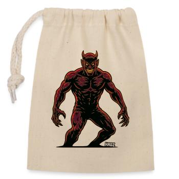 Demon Devil - Closable cotton gift bag (14x20cm) - nature - Front