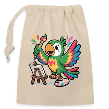 Les perroquets peignent tout de façon jolie et colorée - Sac cadeau en coton avec cordon (14 x 20 cm) - nature - Devant