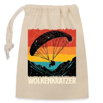 Parapente GRATTE-CIEL DRÔLE - Sac cadeau en coton avec cordon (14 x 20 cm) - nature - Devant