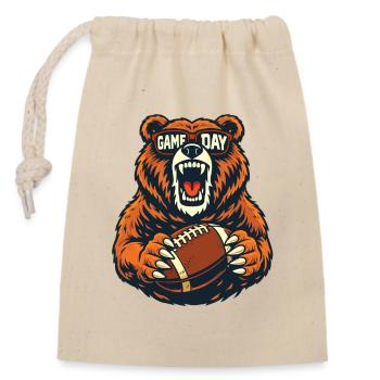 Spieltag: Bear Football-Fan-Naturhumor - Verschließbarer Geschenkbeutel aus Baumwolle (14x20cm) - Natur - Vorne