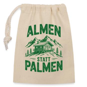 Almen statt Palmen - Verschließbarer Geschenkbeutel aus Baumwolle (14x20cm) - Natur - Vorne