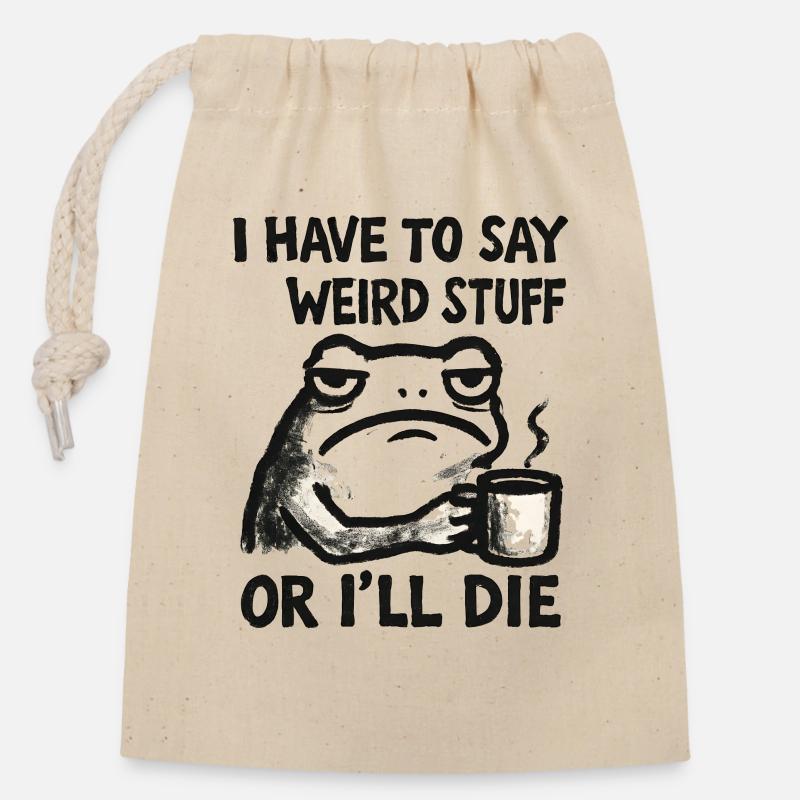 Frosch Spruch Meme Humor Lustig Geschenkidee - Verschließbarer Geschenkbeutel aus Baumwolle (14x20cm) - Natur
