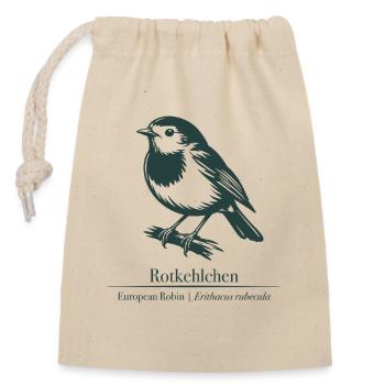 Robin Silhouette | Ornithology | Drawing - Closable cotton gift bag (14x20cm) - nature - Front