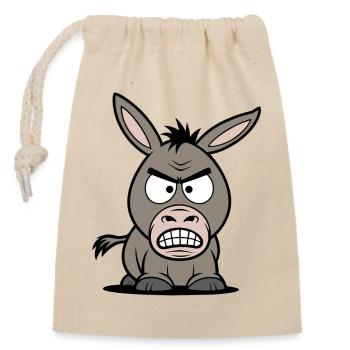Dessin animé de l’âne en colère - Sac cadeau en coton avec cordon (14 x 20 cm) - nature - Devant