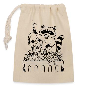 Raccoon Deluxe Dinner - Verschließbarer Geschenkbeutel aus Baumwolle (14x20cm) - Natur - Vorne