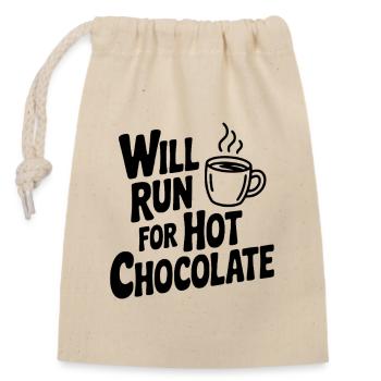 Will Run for Hot Chocolate - Closable cotton gift bag (14x20cm) - nature - Front