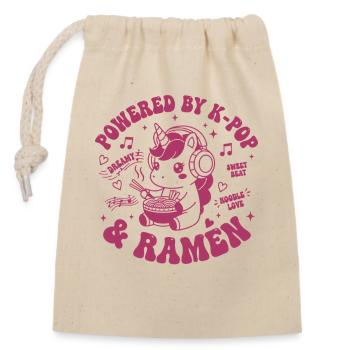 Powered By K-Pop And Ramen Kpop Anime Unicorn - Closable cotton gift bag (14x20cm) - nature - Front