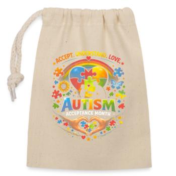 Autism Acceptance Heart Puzzle - Closable cotton gift bag (14x20cm) - nature - Front