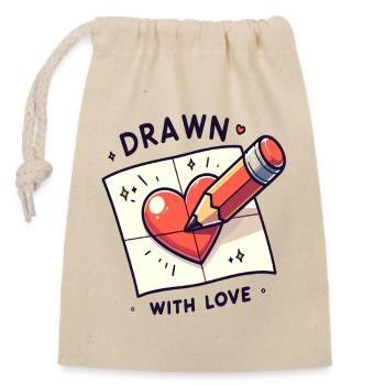 Drawn with Love Heart Sketch - Closable cotton gift bag (14x20cm) - nature - Front