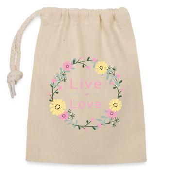 Live to Love - Closable cotton gift bag (14x20cm) - nature - Front