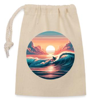 Sunset Surf Wave - Closable cotton gift bag (14x20cm) - nature - Front