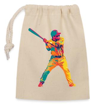 Pop-Art Baseball-Schwung - Verschließbarer Geschenkbeutel aus Baumwolle (14x20cm) - Natur - Vorne